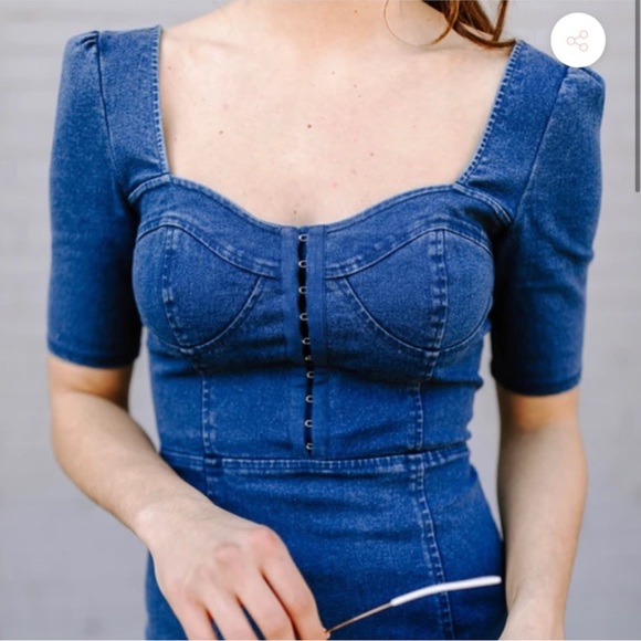 Kittenish Capri Corset Denim Jean Dress Medium - Picture 7 of 13